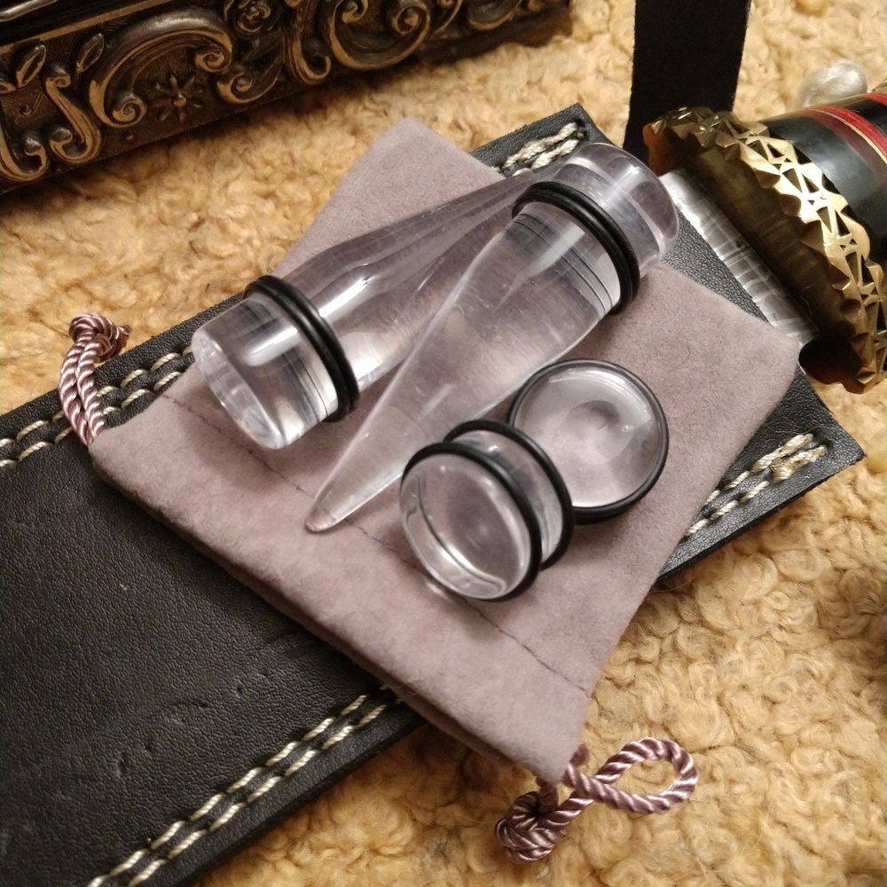 Unused Clear Acrylic Plug and Taper Set